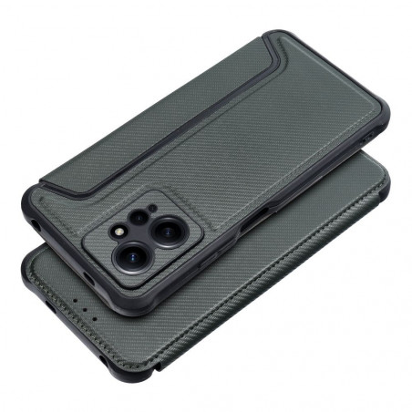 XIAOMI Redmi Note 12 4G Wallet Cases Razor Book Carbon Fibre, Carbon pattern  Dark green