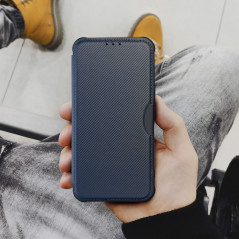 XIAOMI Redmi Note 12 4G Wallet Cases Razor Book Carbon Fibre, Carbon pattern  Blue 