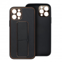 Apple iPhone 14 Case LEATHER Case Kickstand Black 