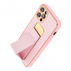 Apple iPhone 14 Case LEATHER Case Kickstand Pink 