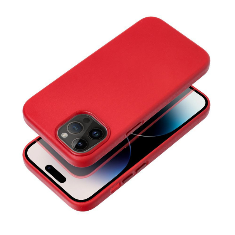 Apple iPhone 14 Plus Case Leather Mag Cover Elegant  MagSAFE  Red 