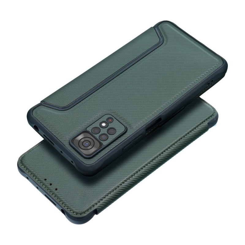 XIAOMI Redmi 10C Wallet Cases Razor Book Carbon Fibre, Carbon pattern  Dark green 