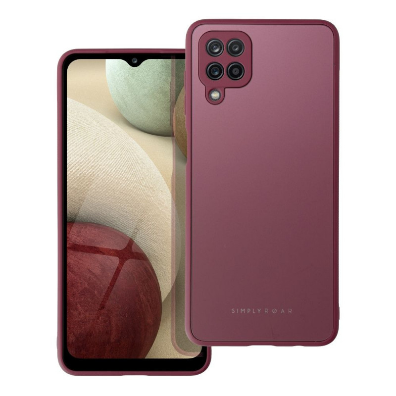 Samsung Galaxy A12 Case Roar Matte Glass Stylish  Claret 