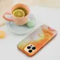 Apple iPhone 15 Case Leather Mag Cover Elegant  MagSAFE  Orange splash 