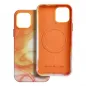 Apple iPhone 15 Case Leather Mag Cover Elegant  MagSAFE  Orange splash 