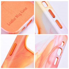 Apple iPhone 15 Case Leather Mag Cover Elegant  MagSAFE  Orange splash 