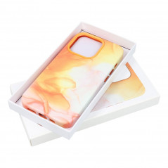 Apple iPhone 15 Case Leather Mag Cover Elegant  MagSAFE  Orange splash 