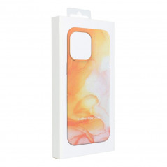 Apple iPhone 15 Case Leather Mag Cover Elegant  MagSAFE  Orange splash 