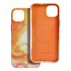 Apple iPhone 15 Plus Case Leather Mag Cover Elegant  MagSAFE  Orange splash 