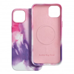 Apple iPhone 15 Plus Case Leather Mag Cover Elegant  MagSAFE  Purple splash 