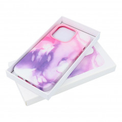 Apple iPhone 15 Plus Case Leather Mag Cover Elegant  MagSAFE  Purple splash 