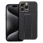 Apple iPhone 15 Pro Max Case LEATHER Case Kickstand Black 