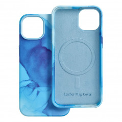 Apple iPhone 15 Pro Case Leather Mag Cover Elegant  MagSAFE  Blue splash 