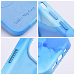 Apple iPhone 15 Pro Case Leather Mag Cover Elegant  MagSAFE  Blue splash 