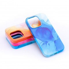 Apple iPhone 15 Pro Case Leather Mag Cover Elegant  MagSAFE  Blue splash 