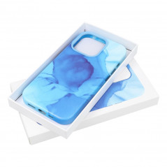 Apple iPhone 15 Pro Case Leather Mag Cover Elegant  MagSAFE  Blue splash 