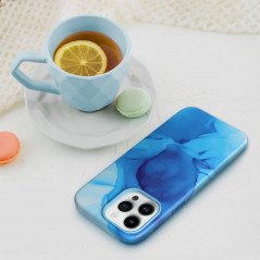 Apple iPhone 15 Case Leather Mag Cover Elegant  MagSAFE  Blue splash 