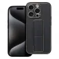 Apple iPhone 15 Pro Case LEATHER Case Kickstand Black 