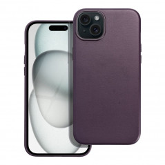 Apple iPhone 15 Plus Case Leather Mag Cover Elegant  MagSAFE  Dark violet