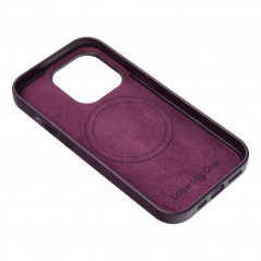 Apple iPhone 15 Plus Case Leather Mag Cover Elegant  MagSAFE  Dark violet 