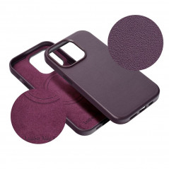 Apple iPhone 15 Plus Case Leather Mag Cover Elegant  MagSAFE  Dark violet 