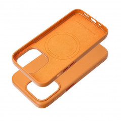 Apple iPhone 15 Pro Case Leather Mag Cover Elegant  MagSAFE  Orange 