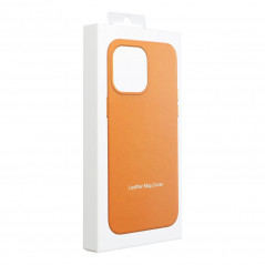 Apple iPhone 15 Pro Case Leather Mag Cover Elegant  MagSAFE  Orange 