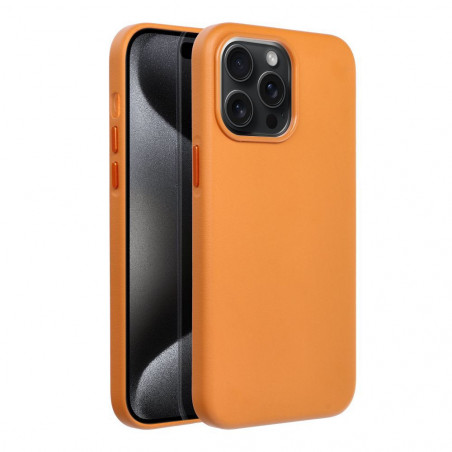 Apple iPhone 15 Pro Max Case Leather Mag Cover Elegant  MagSAFE  Orange