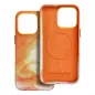 Apple iPhone 15 Pro Case Leather Mag Cover Elegant  MagSAFE  Orange splash 