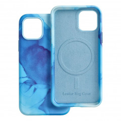 Apple iPhone 15 Pro Max Case Leather Mag Cover Elegant  MagSAFE  Blue splash 