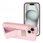 Apple iPhone 15 Case LEATHER Case Kickstand Pink 