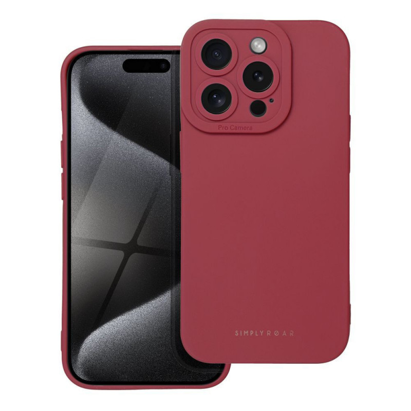 Apple iPhone 15 Pro Case Roar Luna Monochrome, Stylish, An aesthetic accessory  Red 