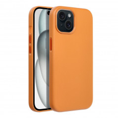 Apple iPhone 15 Case Leather Mag Cover Elegant  MagSAFE  Orange 