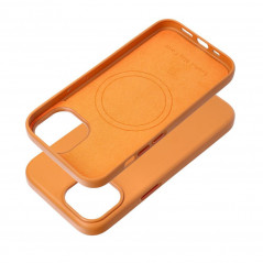 Apple iPhone 15 Case Leather Mag Cover Elegant  MagSAFE  Orange 