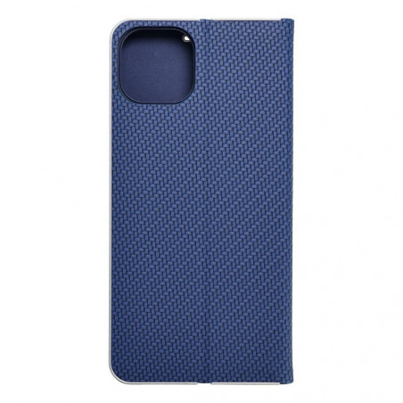 Apple iPhone 15 Plus Wallet Cases LUNA Book Carbon Carbon Fibre, Elegant  Blue 