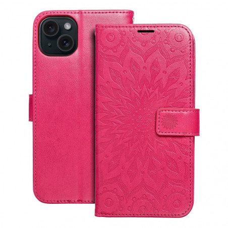 Apple iPhone 15 Plus Wallet Cases MEZZO Book Mandala  Magenta