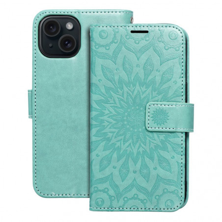 Apple iPhone 15 Wallet Cases MEZZO Book Mandala  Green