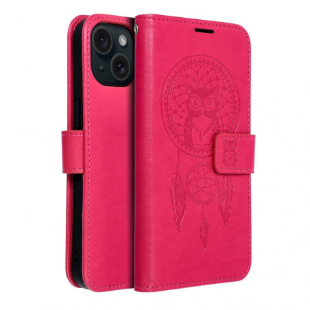 Apple iPhone 15 Wallet Cases MEZZO Book Dreamcatcher  Magenta 