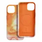 Apple iPhone 14 Case Leather Mag Cover Elegant  MagSAFE  Orange splash 