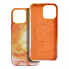 Apple iPhone 13 Pro Max Case Leather Mag Cover Elegant  MagSAFE  Orange splash 