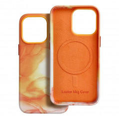 Apple iPhone 13 Pro Case Leather Mag Cover Elegant  MagSAFE  Orange splash 