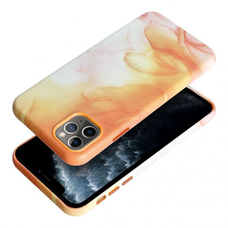 Apple iPhone 11 Pro Max Case Leather Mag Cover Elegant  MagSAFE  Orange splash