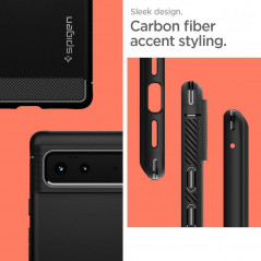 Google Pixel 6 Case Spigen Rugged Armor Carbon Fibre, Elegant  Matte black 