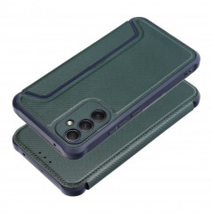 Samsung Galaxy A34 Wallet Cases Razor Book Carbon Fibre, Carbon pattern  Dark green 