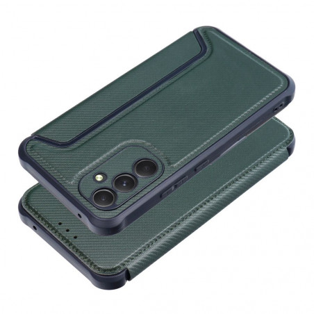 Samsung Galaxy A54 Wallet Cases Razor Book Carbon Fibre, Carbon pattern  Dark green 