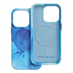 Apple iPhone 14 Pro Case Leather Mag Cover Elegant  MagSAFE  Blue splash 