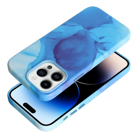 Apple iPhone 14 Pro Max Case Leather Mag Cover Elegant  MagSAFE  Blue splash