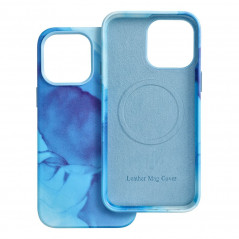 Apple iPhone 14 Pro Max Case Leather Mag Cover Elegant  MagSAFE  Blue splash 