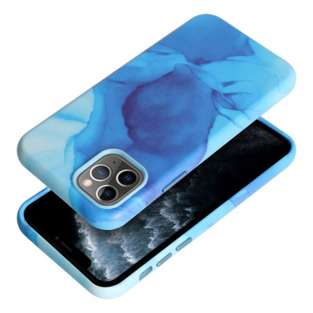 Apple iPhone 11 Pro Case Leather Mag Cover Elegant  MagSAFE  Blue splash 