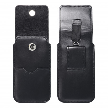 Apple iPhone 5 5S Univerzálne puzdro, Belt Holster ROYAL - Leather universal flap pocket Black 